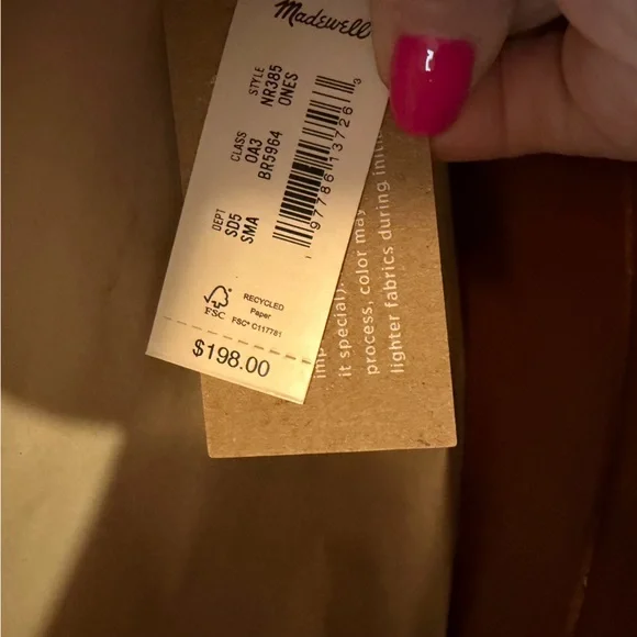 NWT Madewell Essentials Suede Bucket Bag with studded strap detail in brown - Picture 5 of 12